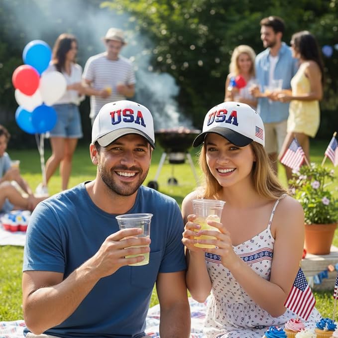 USA Flag Baseball Cap American Patriotic Trucker Hat Father Dad Mother Mom Adjustable Sportswear Hat for Men Women Adults