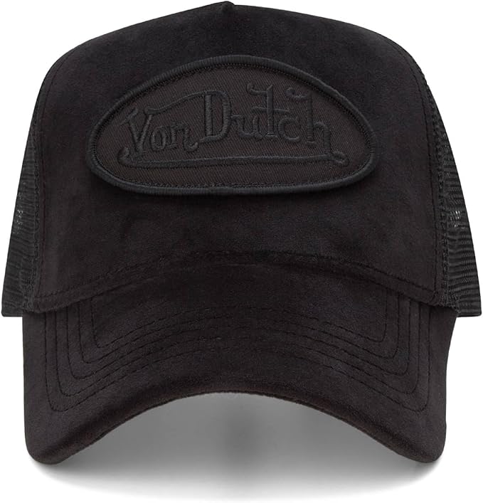 Von Dutch Unisex Trucker Hat - Velvet Curved Bill Mesh Back Retro Classic Adjustable Snapback Baseball Cap for Men and Women