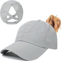 Criss Cross Hat Washed Distressed Baseball Cap Ponytail Hat High Messy Bun Ponycap for Women