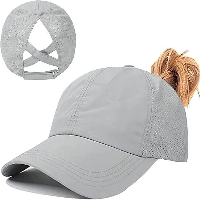 Criss Cross Hat Washed Distressed Baseball Cap Ponytail Hat High Messy Bun Ponycap for Women