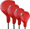 Snap-On Golf Club Covers for Right-Handed Golf Clubs, Easy On Off in 1 Second, Fits 460cc Drivers, Washable EVA Plastic with Shaft Lock, DIY Pins for Customization