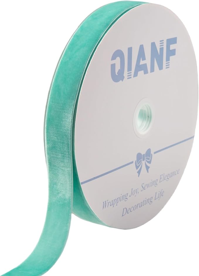 Vintage Turquoise Blue Velvet Ribbon, 1 Inch X 25Yd by QIANF