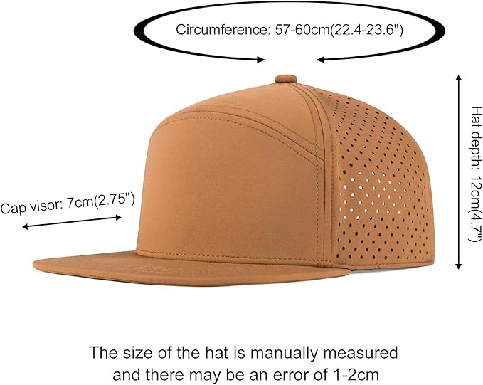 FEINION Men Flat Brim Adjustable Performance Hat Snapback Laser Perforated Baseball Cap