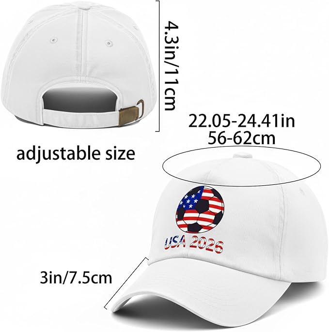 World Cup Soccer Hat 2026 - Adjustable Baseball Cap Merchandise Gifts Accessories Decorations