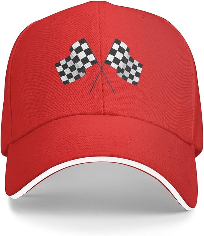Waldeal Men's Baseball Caps Checkered Flags Race Car Flag Pole Adjustable Dad Hat