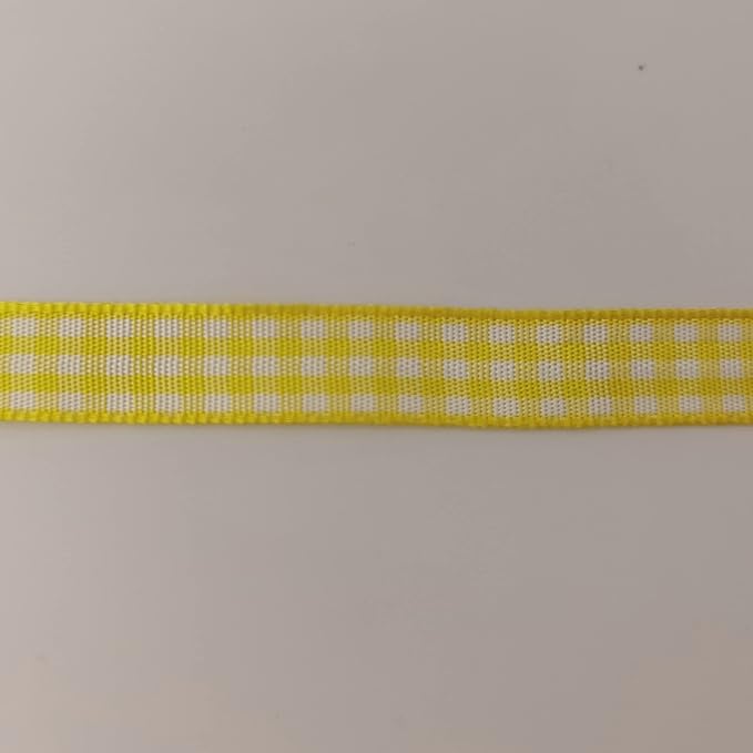 Yellow and White Gingham Plaid Checked Ribbon 25 Yards Per Roll Checkerd Craft - Image 9