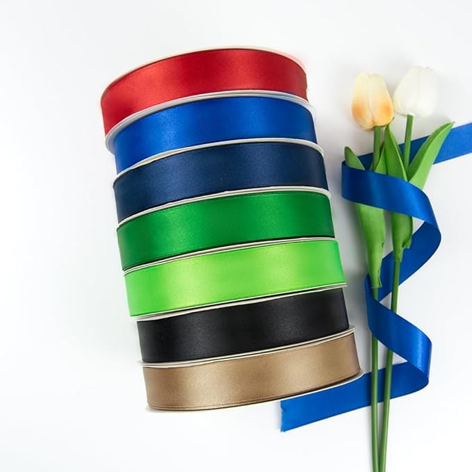 1 Inch 100 Yards Satin Ribbon Black, Solid Color Fabric Ribbon - Image 9