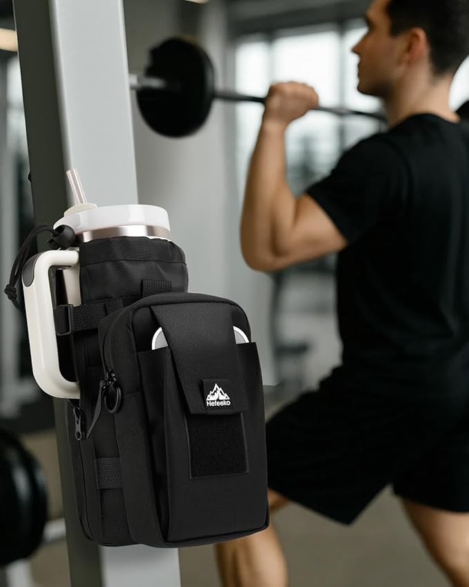 Nefeeko Magnetic Gym Bag, Water Bottle Holder with Phone Pouch, Adjustable Sling Strap, Detachable 2-in-1 Design, Gym Accessories for Men and Women, Water Bottle Bag for Fitness, Sports, Travel