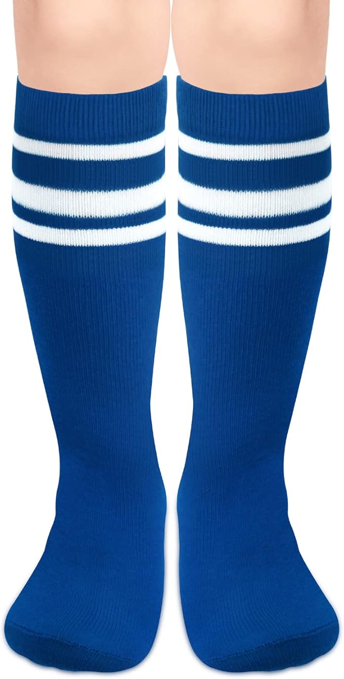 Sarfel Kids Soccer Socks Toddler Soccer Socks Girls Boys Soccer Socks Kids Tube Socks with Stripes Toddler Knee High Socks