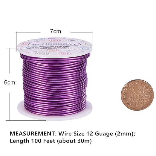 BENECREAT 12 Gauge Aluminum Craft Wire 100FT Anodized Purple Flexible Craft Wire - Image 2