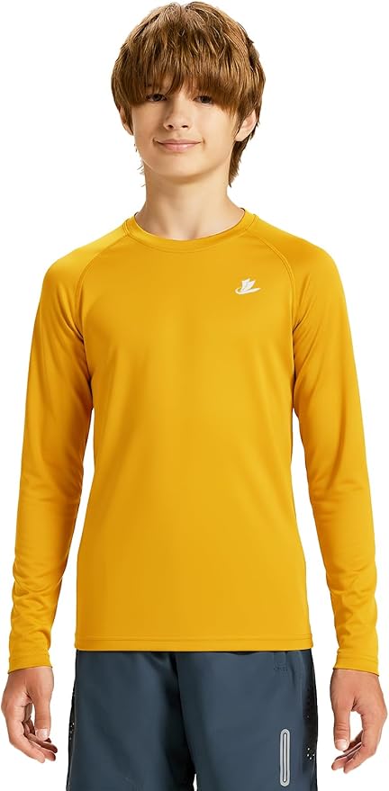 DEVOROPA Youth Boys Compression Thermal Shirt Long Sleeve Kids Fleece Baselayer Soccer Baseball Undershirt Slim/Regular/Husky