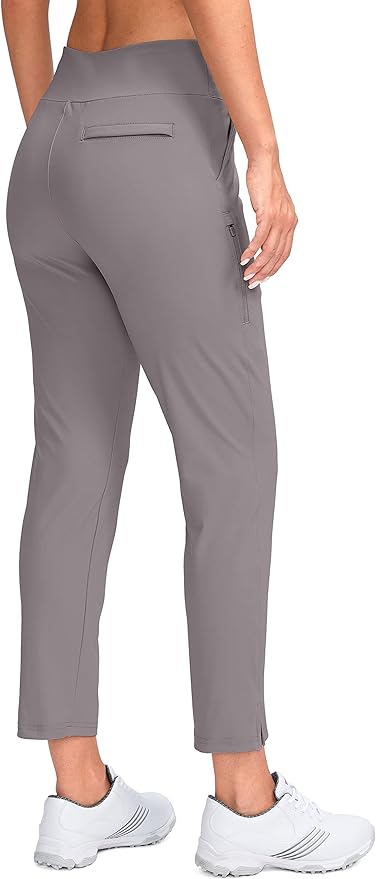 YYV Women's Golf Pants Stretch Work Ankle Pants High Waist Dress Pants with Pockets for Yoga Business Travel Casual