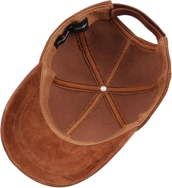 Suede Leather Baseball Cap – Unstructured 6 Panel Adjustable Strapback Hat for Men & Women