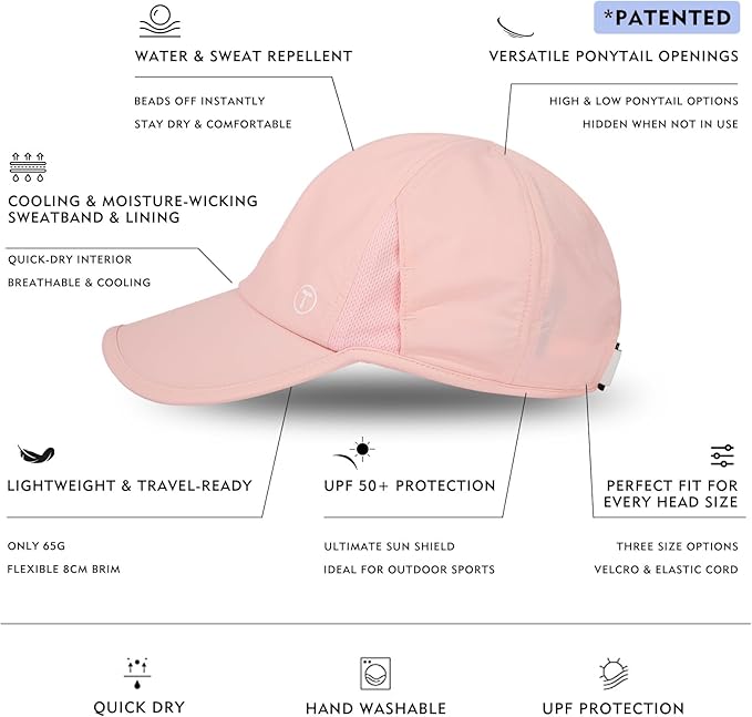 TOP-EX Cooling UV 50 High Ponytail Baseball Cap for Women - Most Women Start with S/M - Breathable for Running Golf Sports