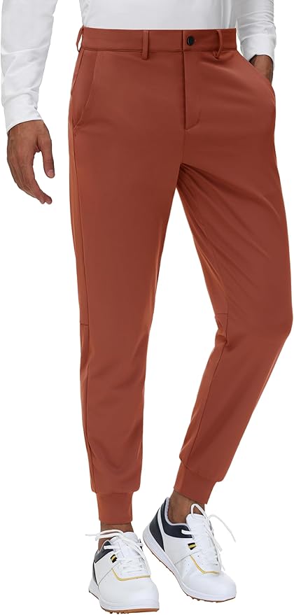 JWM Men's Stretch Golf Joggers Pants with Belt Loops - 29" 34" Slim Fit Tapered Casual Business Travel Dress Work Sweatpants