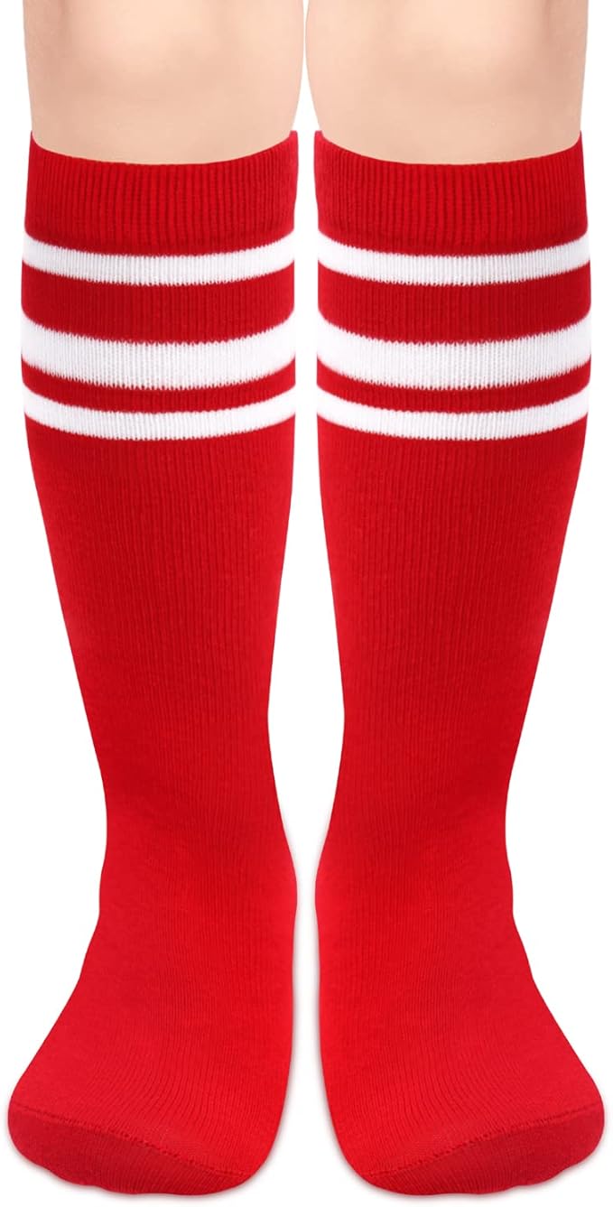 Sarfel Kids Soccer Socks Toddler Soccer Socks Girls Boys Soccer Socks Kids Tube Socks with Stripes Toddler Knee High Socks