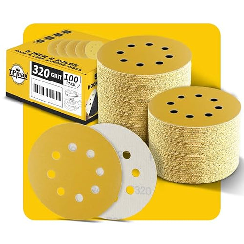 100PCS 5 Inch 320 Grit 125mm 8 Hole Sanding Discs Sandpaper by TPmax