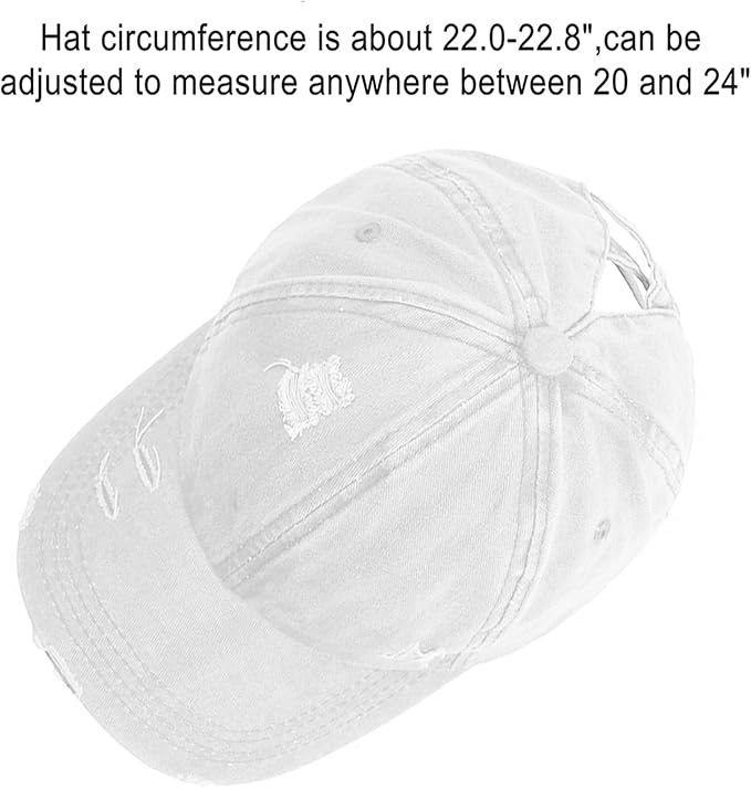 Womens Criss Cross Ponytail Baseball Cap Distressed Ponytail Hat High Messy Bun Trucker Ponycap for Outdoor Sports