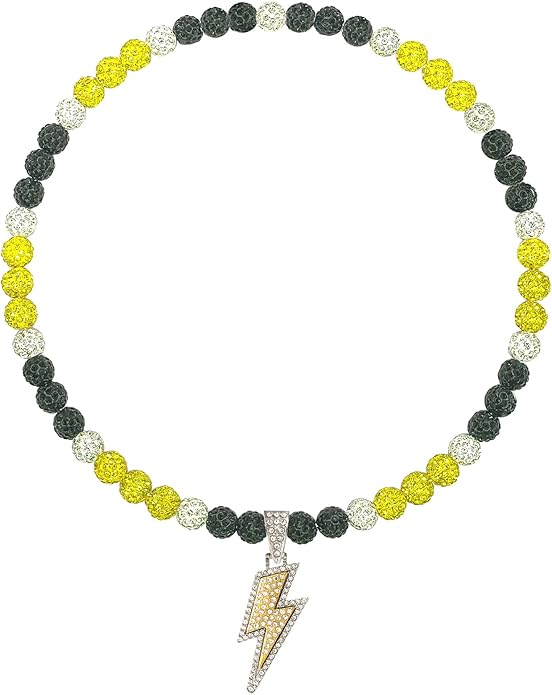 Baseball Necklace for Men 16/18/20 Inch Bling Ice Collection Lightning Bolt Pendant Necklace for Women Rhinestone Clay Beaded Discoball Accessories Gifts for Baseball Team Players Lovers