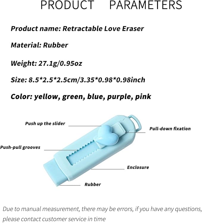 5 Pack Sliding Retractable Pencil Eraser - Image 5