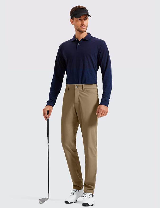 CRZ YOGA All Day Comfy 5-Pocket Golf Pants for Men - 28"/30"/32"/34" Quick Dry Lightweight Casual Work Stretch Trousers