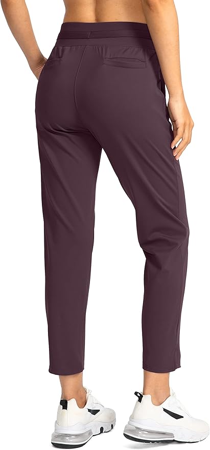 Soothfeel Women's Pants with 4 Pockets 7/8 Stretch High Waisted Sweatpants Travel Athletic Work Golf Pants for Women