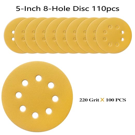100PCS 5 Inch 8 Hole Sanding Discs 220 Grit - Image 2