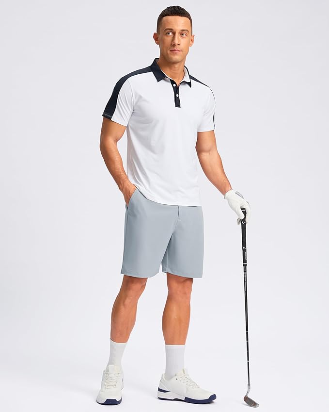 Pudolla Men's Casual Shorts 7"/9"/5" Lightweight Golf Shorts with 3 Pockets Stretch Quick Dry Comfy Work Shorts