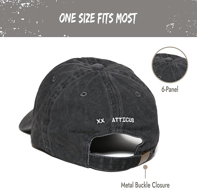 Atticus Poetry Hat, Embroidered Brushed Cotton Women’s Baseball Hat Unisex Fit, Adjustable One Size
