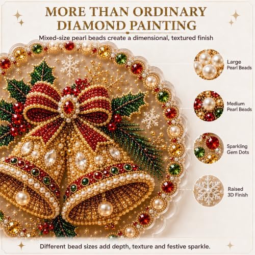 2 PCS Christmas Pearl Diamond Painting Suncatcher Kit, DIY Craft (#B, 8in)