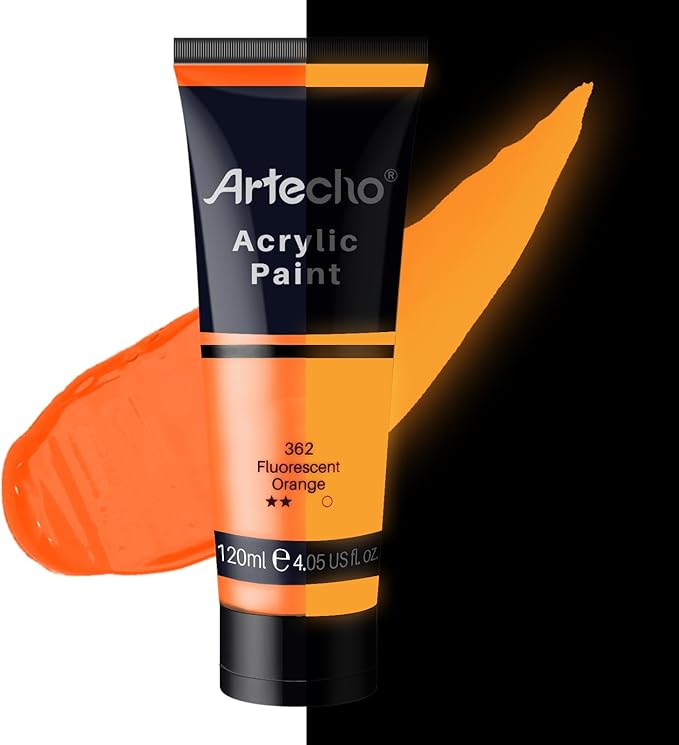 Artecho Glow in the Dark Paint, Neon Orange Paint Tubes, Art Craft Paints by Artecho