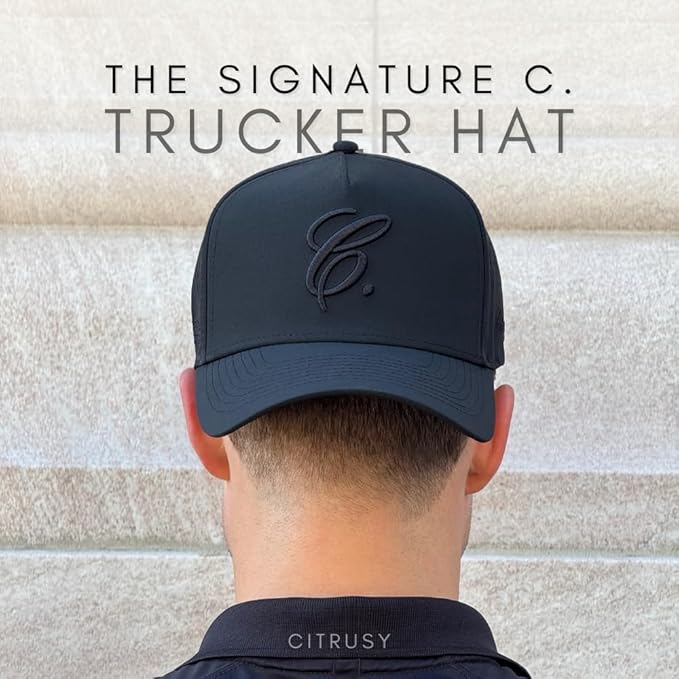 CITRUSY Athletic Trucker Golf Hat | Performance Mens 5 Panel Cap | Cool Breathable Waterproof Workout Running Snapback