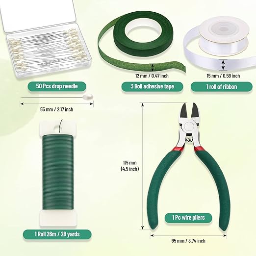 PAXCOO Floral Tape and Wire, Florist Tape and Flower Wire Arrangement Kit - Image 6