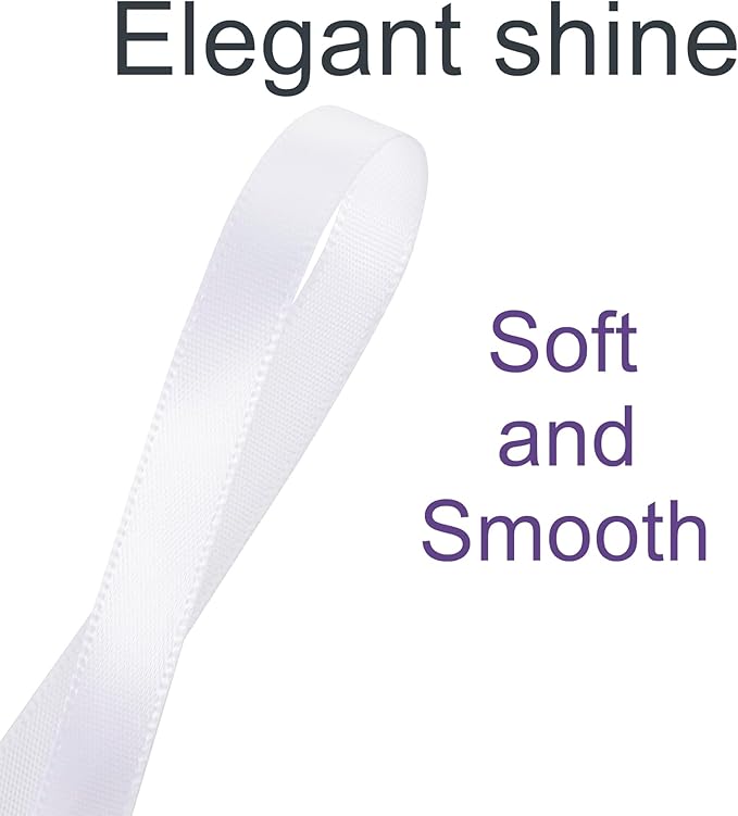 3/8 Inch White Ribbon, 50 Yards Craft Polyester Satin Ribbon Perfect - Image 3