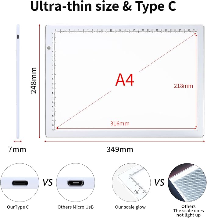 Zocelight A4 Light Box for tracing, Ultra-Thin Magnetic led Light pad for - Image 4