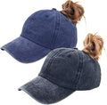 Eohak Ponytail Baseball Hat Distressed Retro Washed Womens Twill