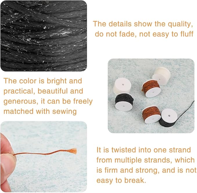 6 Pack Waxed Thread Leather Sewing Awl Replacement Spools, Repair Stitch Thread - Image 4