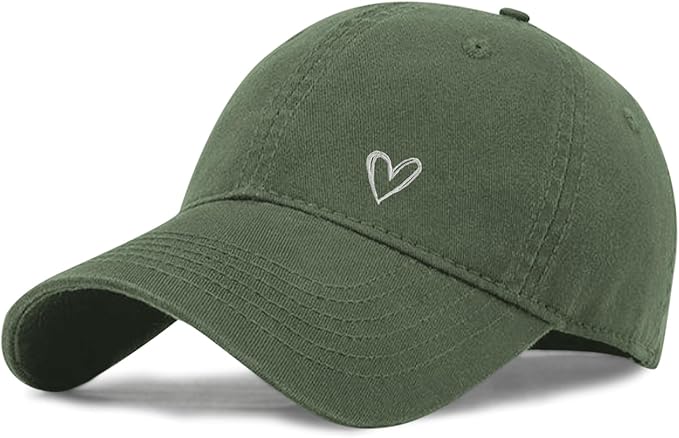 Pairxily Vintage Heart Embroidered Baseball Cap Distressed Adjustable Hat for Women Low Profile Dad Hats Unisex Cotton Cap
