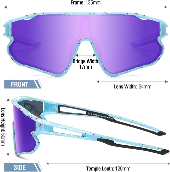 DUCO Kids Sunglasses Youth Baseball Sun Glasses Lightweight TR90 Frame UV400 Sports Cycling Shades for Boys Girls DK268