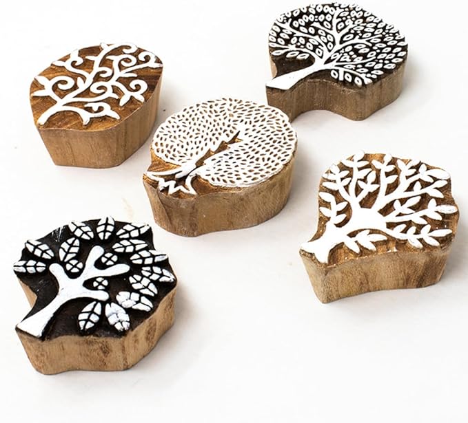 Tree Shape Wooden Block Stamps by Hashcart