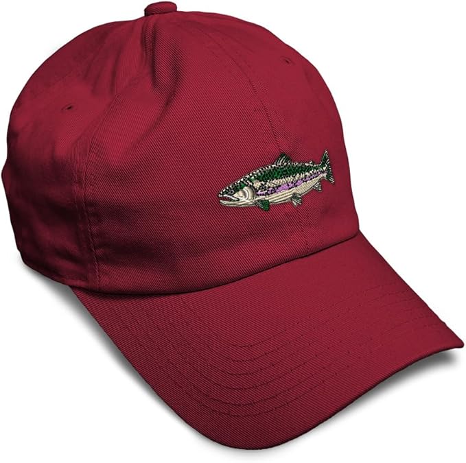 Custom Soft Baseball Hat Embroidered Dad Hat Fish Rainbow Trout Men & Ladies Baseball Cap Cotton