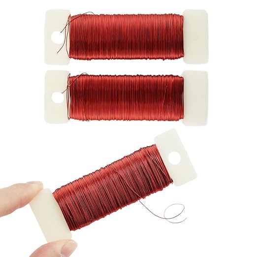 HAHIYO 26Gauge Red Metal Floral Wire by HAHIYO