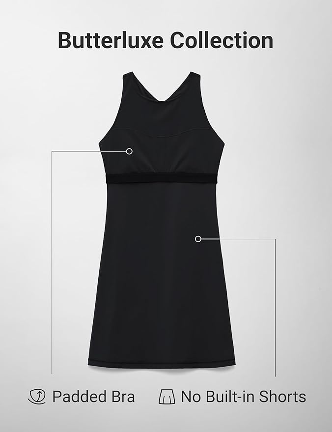 CRZ YOGA Butterluxe Racerback Mini Dress for Women - A Line Crewneck Casual Travel Outfits with Bras No Built-in Shorts