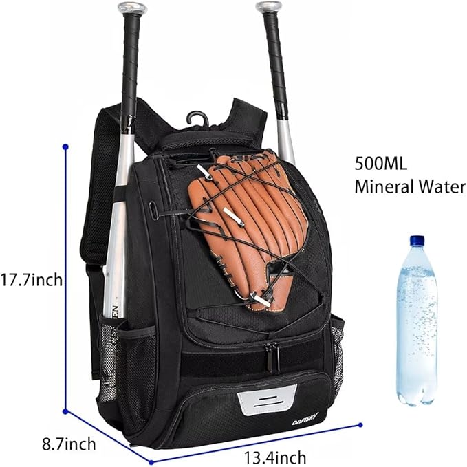 DAFISKY Baseball Bag Softball Backpack - Youth Adult T Ball Bat Equipment Bag with Bat Helmet Holders, Shoe Compartment