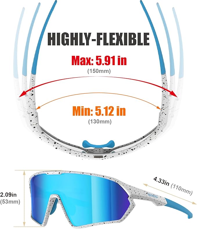 Youth Baseball Polarized Kids Sunglasses for Boys Girls Age 6-12 with Carrying Case Cycling Softball Padel Lightweight