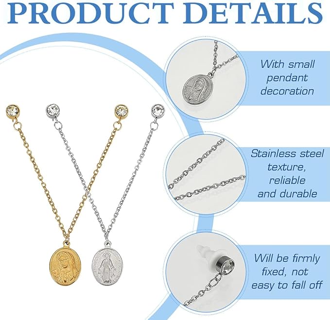 FINGERINSPIRE 4 Pcs Baseball Cap Chains 4.92inch Long 4 Styles 304 Stainless Steel Gold/Silver Hat Back Decoration With Oval Pendant for Trucker Hat Accessories Bar Party Supplies