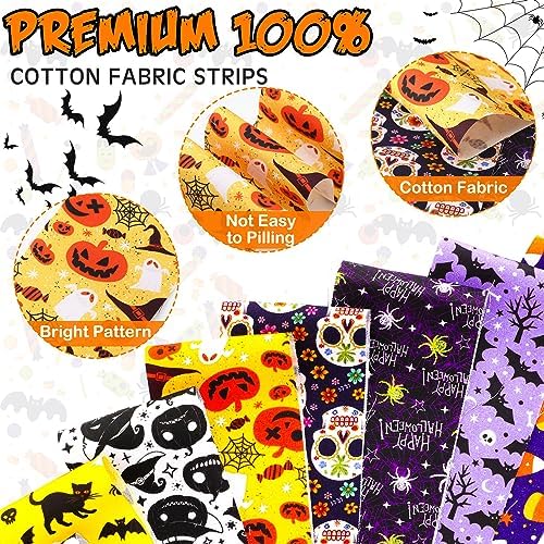 Panelee 40 Pcs Halloween Cotton Fabric 2.6x40in Pre Cut Quilting Strips