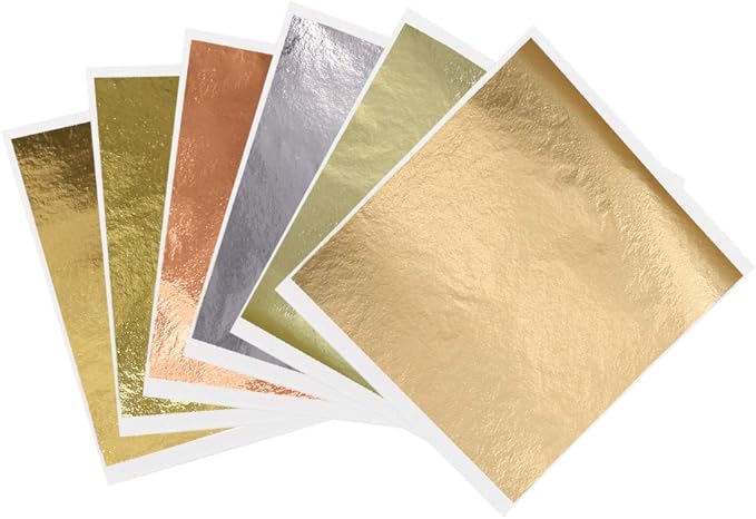 KINNO 12 Colors Imitation Gold Leaf Sheets Multi-Color Gold Leaf Paper - Image 2