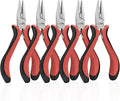 Small Needle Nose Pliers 5"-5 Pack Mini Needle Nose Pliers, Spring Loaded by HOUSERAN