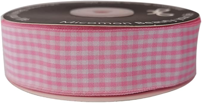 Pink and White Gingham Ribbon - Image 3